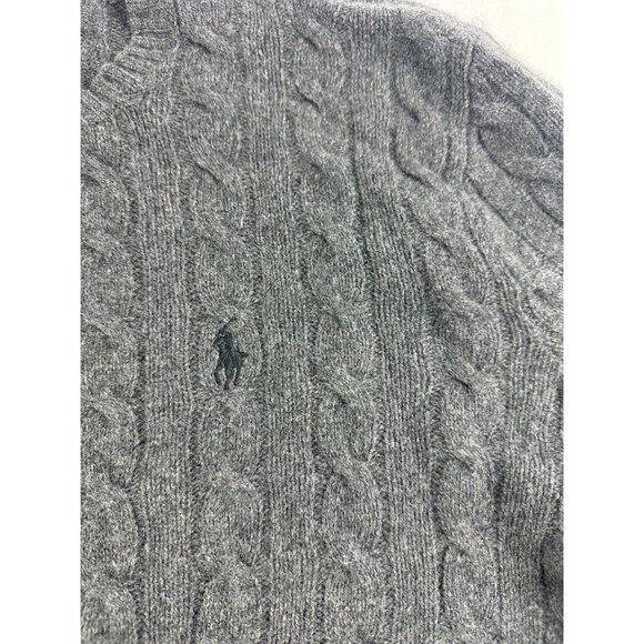 POLO RALPH LAUREN Mens Gray 100% Cashmere Cable Knit Crewneck Sweater sz.L - Picture 3 of 7